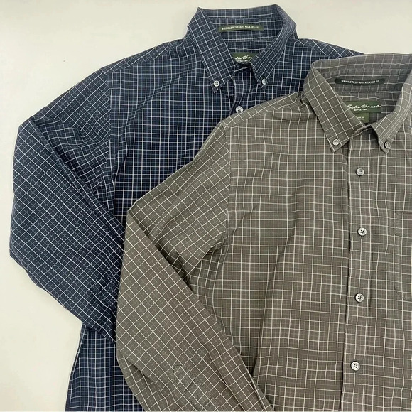 EDDIE BAUER Lot of 2 Men’s S Shirts Button Front Wrinkle Resistant Relax Fit - Picture 2 of 8